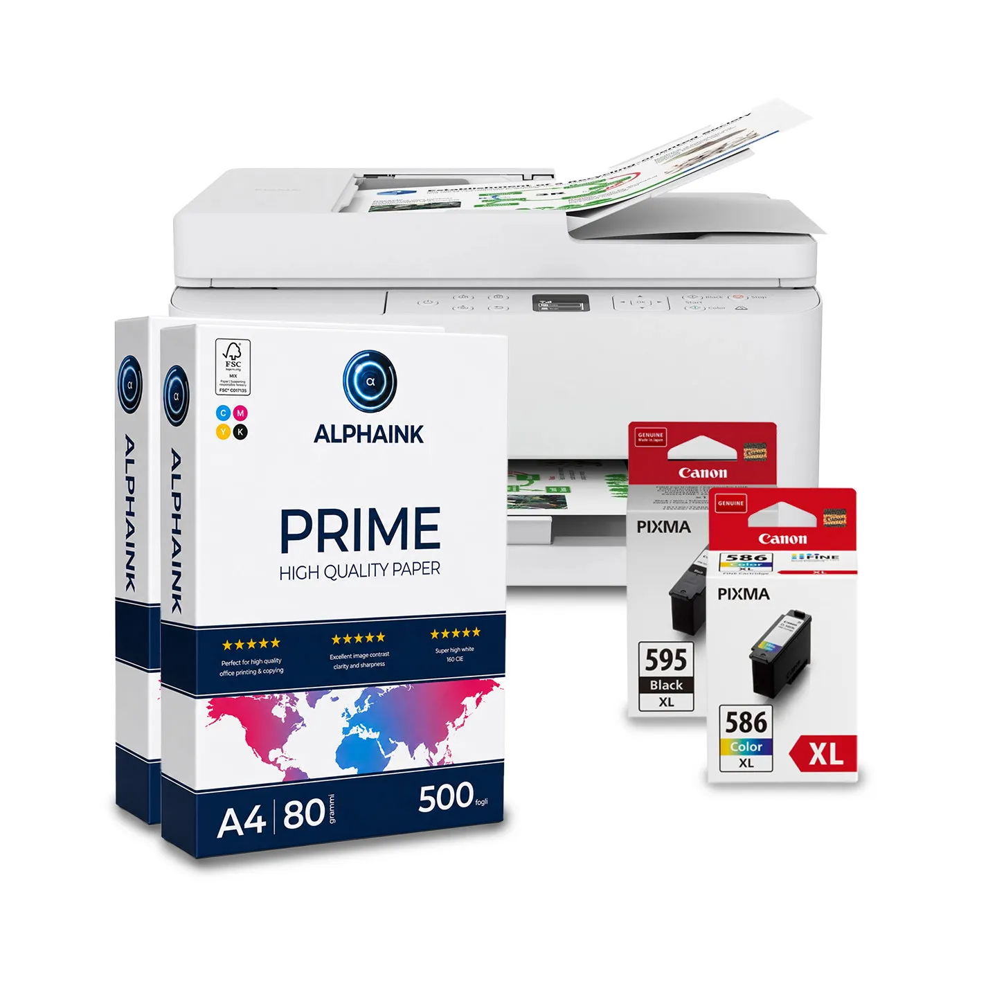 Canon PIXMA TS7550i + PG-595XL/CL-586XL + Carta A4