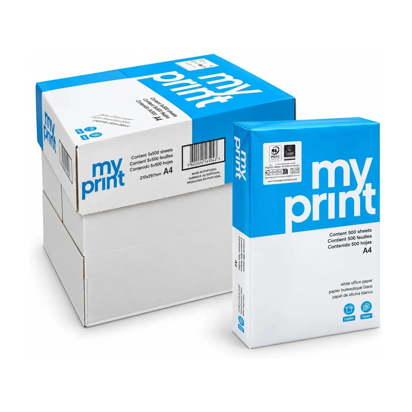 Pacco da 5 Risme Carta A4 My Print Navigator 75 gr - 2500 Fogli