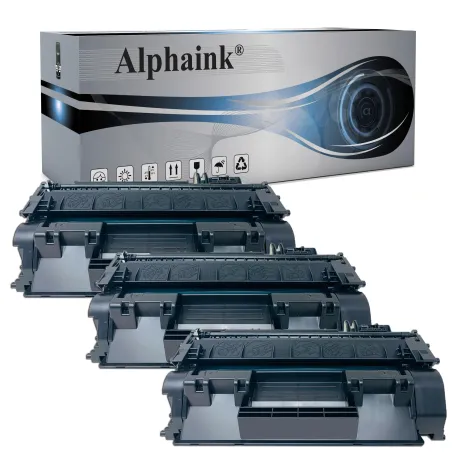 Kit 3 Toner CF280X CE505X 80X 05X Alta Capacità Compatibili per HP Nero 6500 Copie | Alphaink
