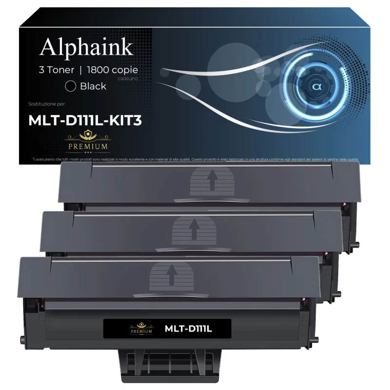 Kit 3 Toner Compatibili per Samsung MLT-D111L SU799A Nero | Alphaink