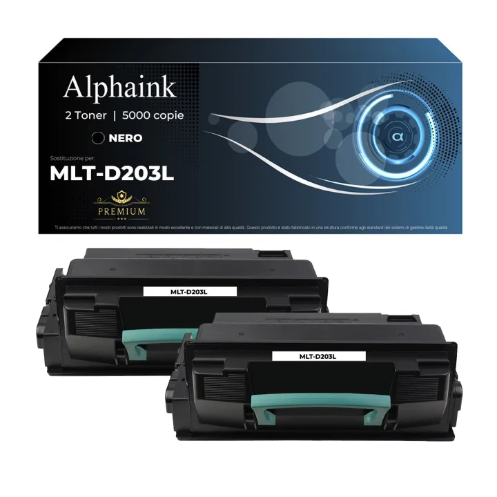 Kit 2 Toner MLT-D203L SU897A Compatibili per Samsung Nero 5000 Copie | Alphaink
