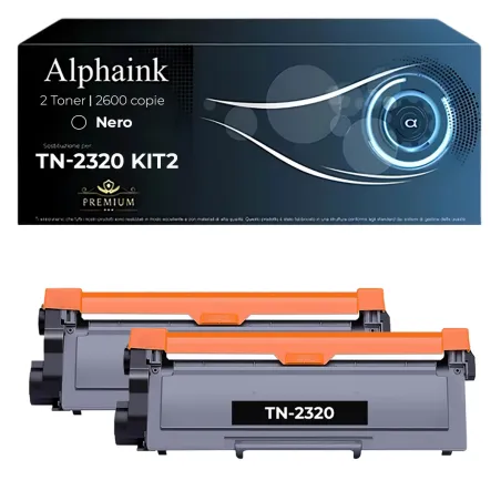 Kit 2 Toner TN-2320 TN2320 Compatibili per Brother Nero | Alphaink