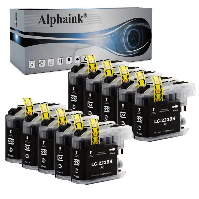 10 Cartucce compatibili Nero per Brother MFC J4620DW, 10ml AI-LC223-BK-10
