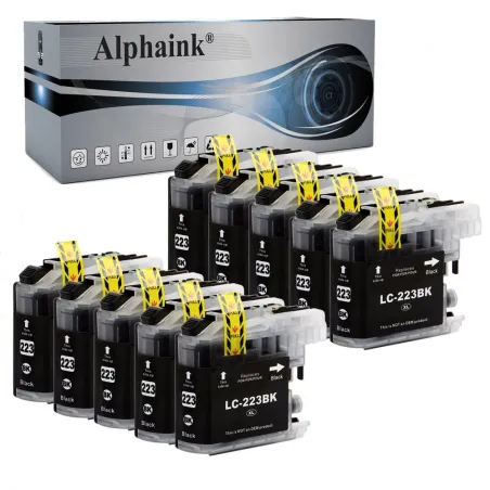 10 Cartucce compatibili Nero per Brother MFC J4620DW, 10ml AI-LC223-BK-10