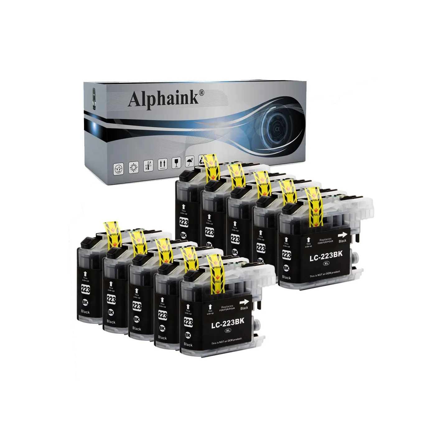 10 Cartucce compatibili Nero per Brother MFC J4620DW, 10ml AI-LC223-BK-10