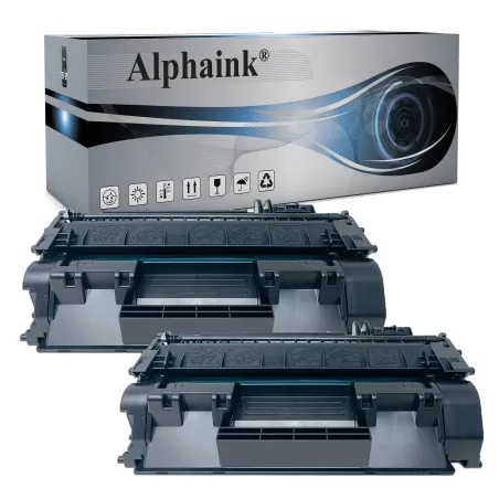 Kit 2 Toner CF280X CE505X 80X 05X Alta Capacità Compatibili per HP Nero 6500 Copie | Alphaink