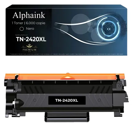 Toner TN-2420XL Compatibile per Brother con Chip Nero 6000 Copie | Alphaink