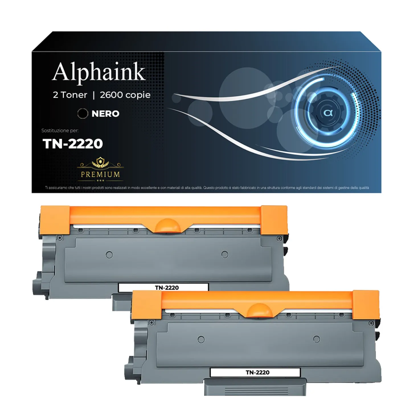 Kit 2 Toner TN-2220 TN-2010 Compatibili per Brother Nero | Alphaink