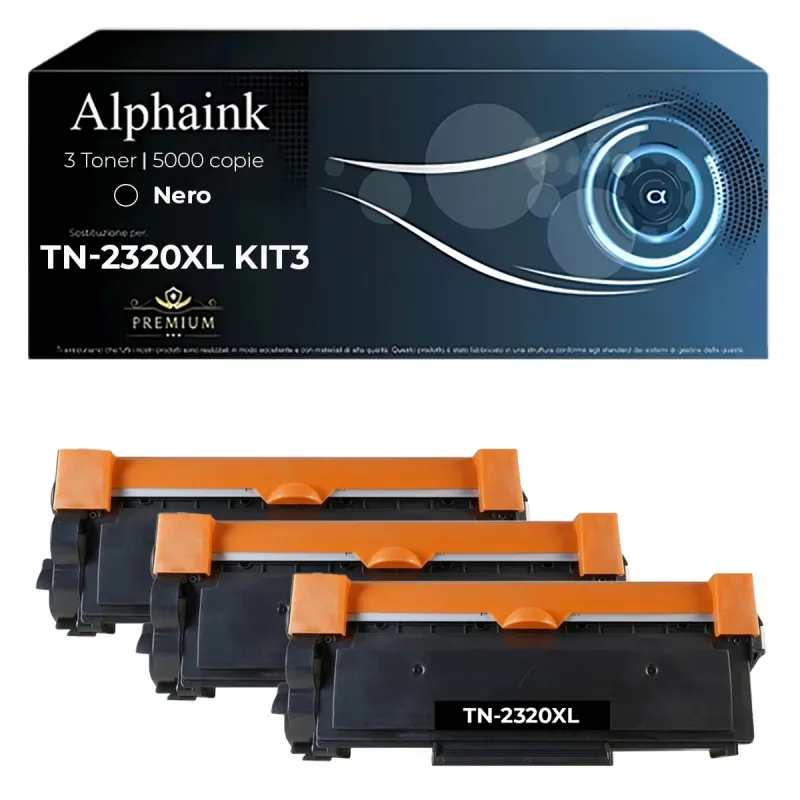 Kit 3 Toner TN-2320XL Compatibili per Brother Alta Capacità Nero | Alphaink