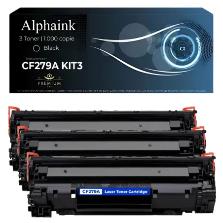 Kit 3 Toner CF279A 79A Compatibili per HP Nero | Alphaink