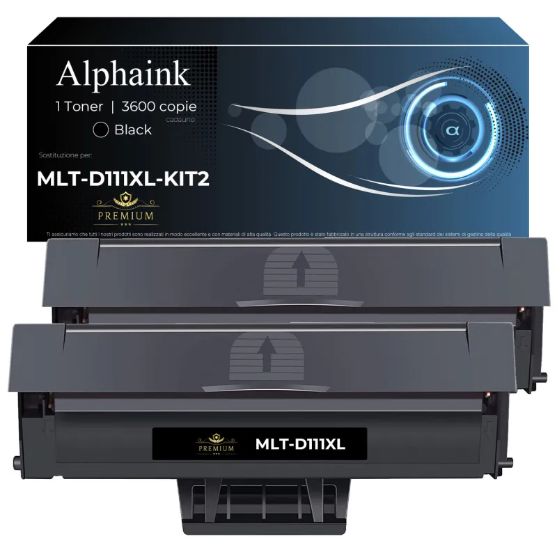 Kit 2 Toner MLT-D111XL Compatibili per Samsung Nero | Alphaink