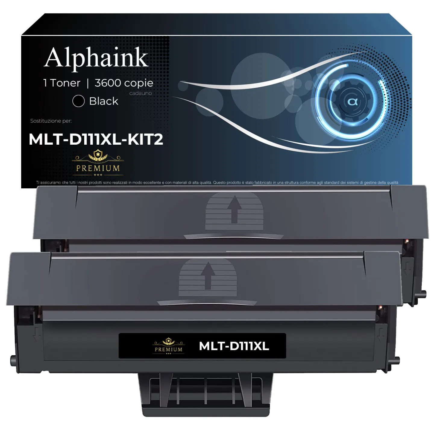Kit 2 Toner MLT-D111XL Compatibili per Samsung Nero | Alphaink