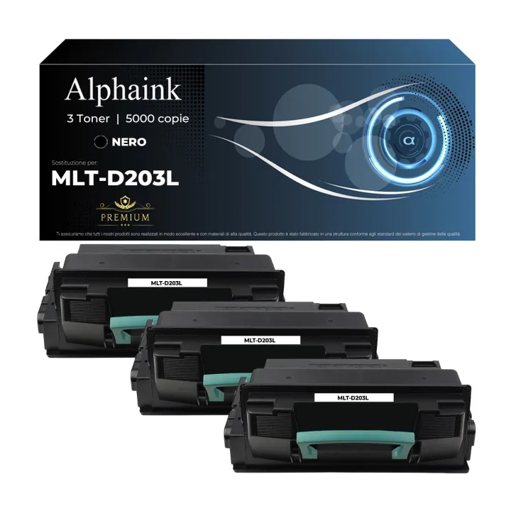 Kit 3 Toner MLT-D203L SU897A Compatibili per Samsung Nero 5000 Copie | Alphaink