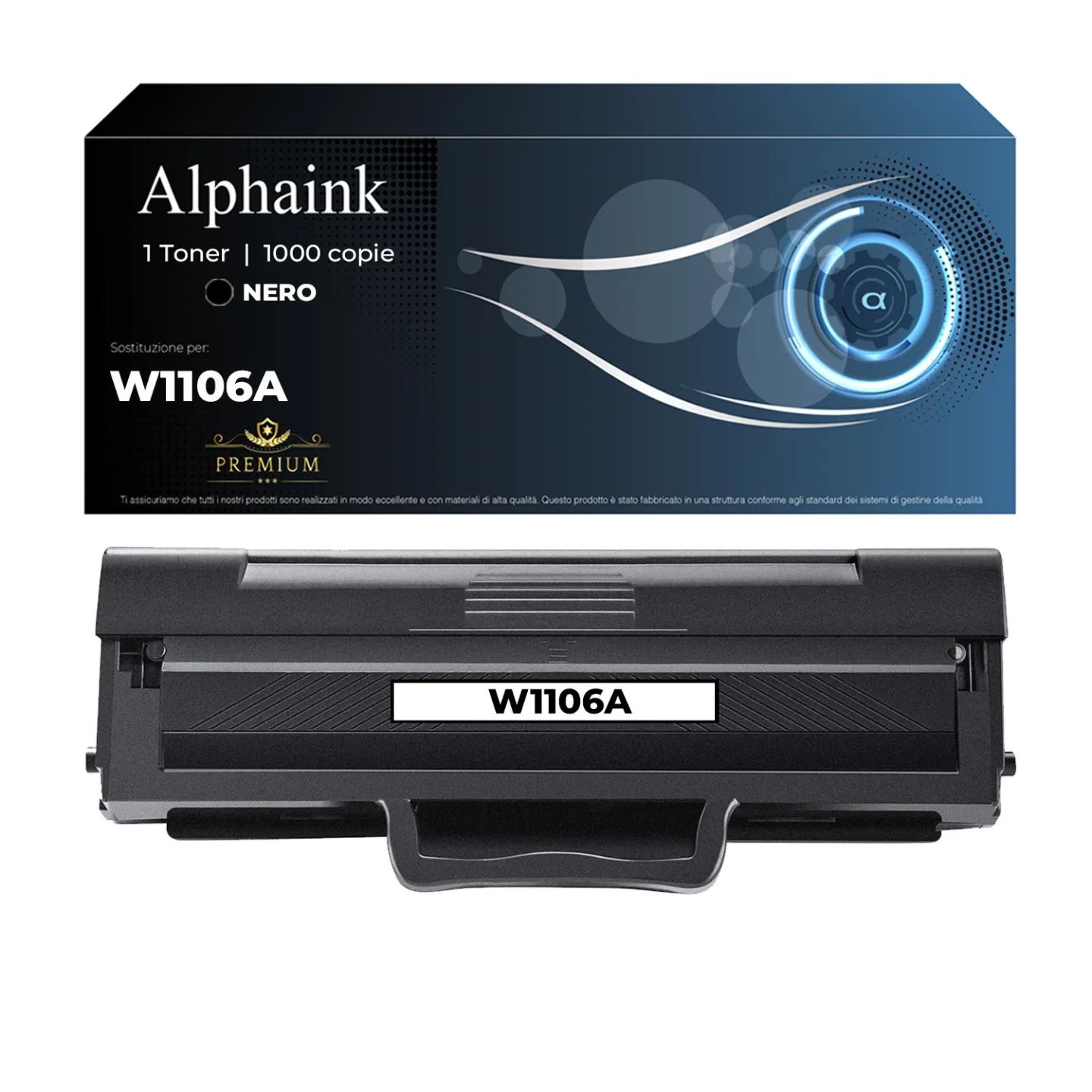 Toner W1106A 106A Compatibile per HP con Chip Nero | Alphaink
