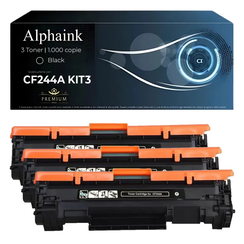 Kit 3 Toner CF244A 44A Compatibili per HP Nero | Alphaink