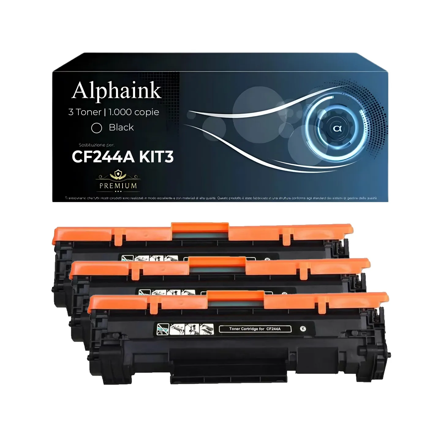 Kit 3 Toner CF244A 44A Compatibili per HP Nero | Alphaink