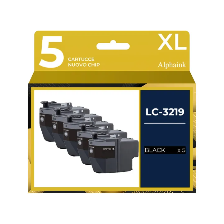5 Cartucce Compatibili Per Brother LC-3219BK Nera prodotto da Alphaink