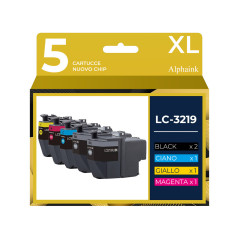 5 Cartucce Compatibili Per Brother LC-3219 Nera + Colore prodotto da Alphaink