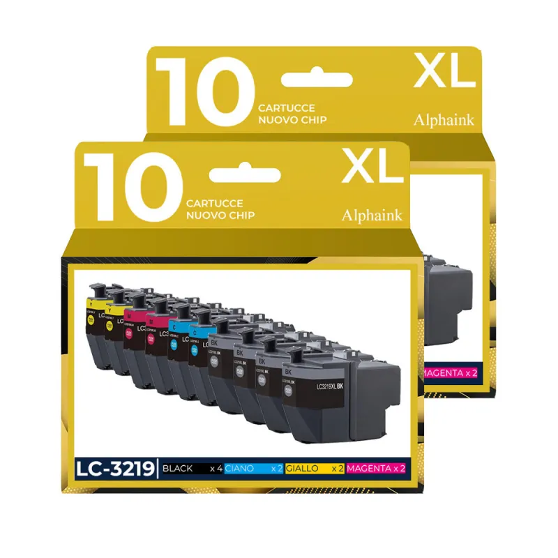 20 Cartucce Compatibili Per Brother LC-3219 Nera + Colore prodotto da Alphaink