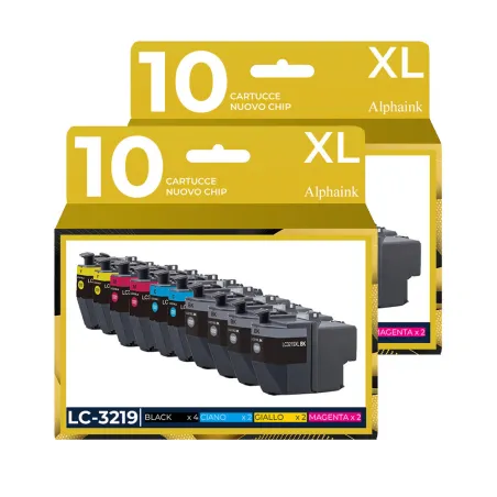 20 Cartucce Compatibili Per Brother LC-3219 Nera + Colore prodotto da Alphaink