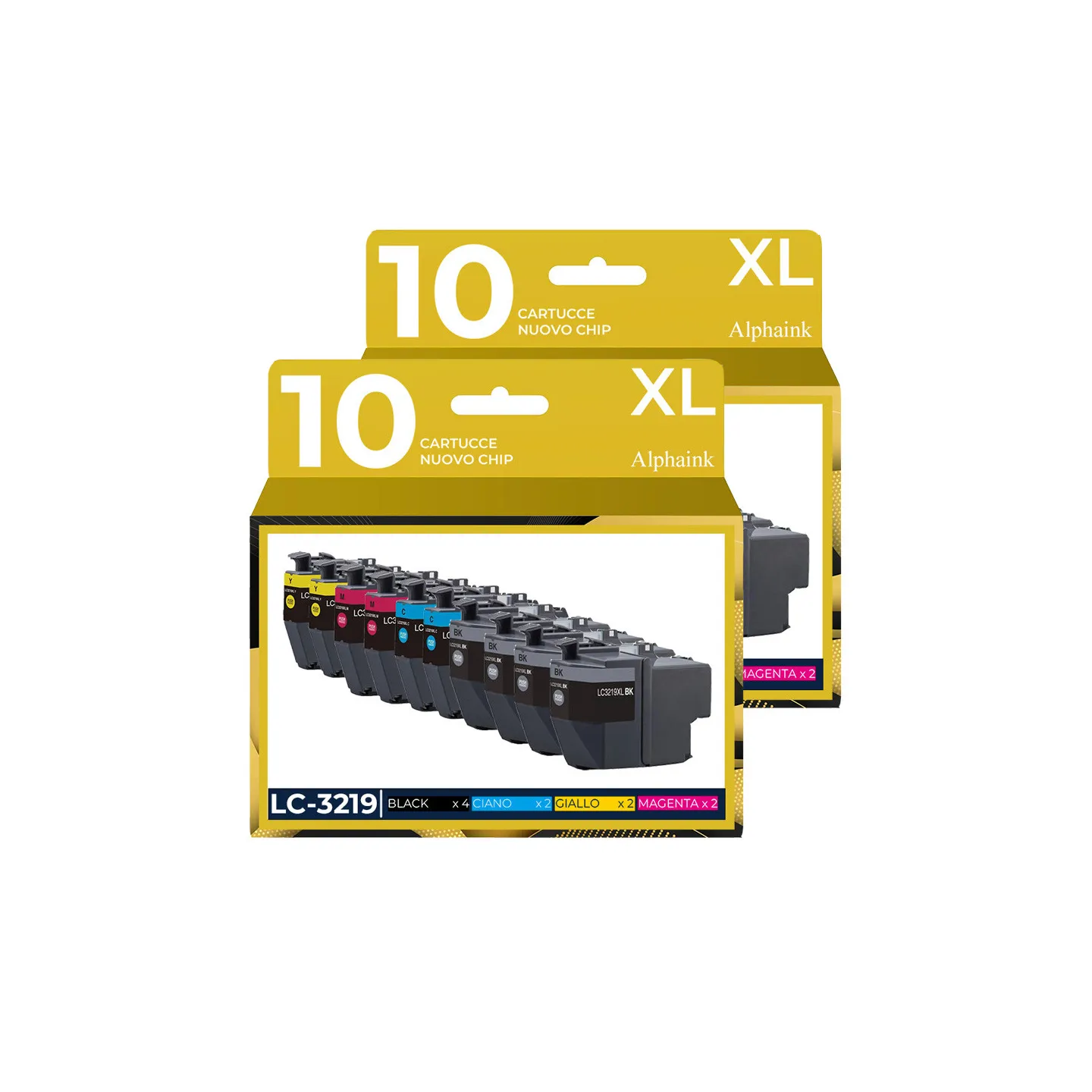 20 Cartucce Compatibili Per Brother LC-3219 Nera + Colore prodotto da Alphaink