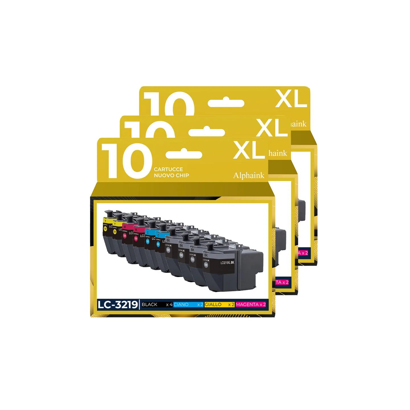 30 Cartucce Compatibili Per Brother LC-3219 Nera + Colore prodotto da Alphaink