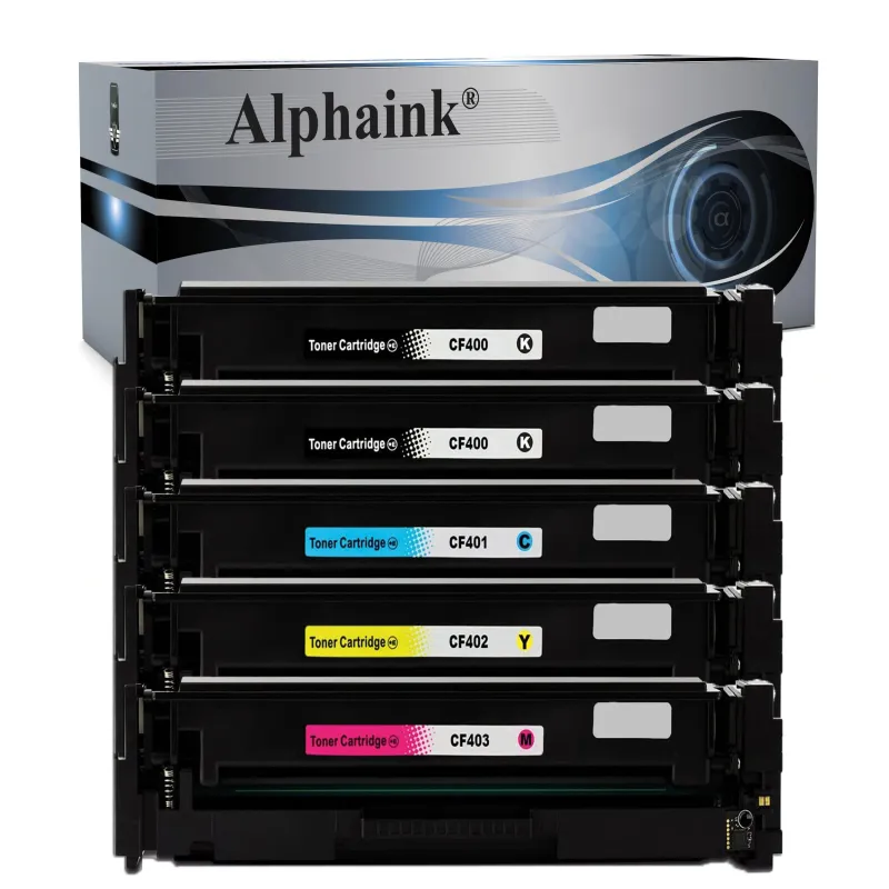 Set 5 Toner AI-CF400-3X / CF400X / 201X Compatibili per HP – 2 Nero + Colori | Alphaink