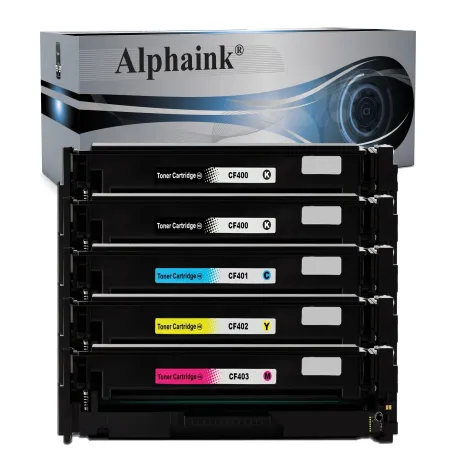 Set 5 Toner AI-CF400-3X / CF400X / 201X Compatibili per HP – 2 Nero + Colori | Alphaink