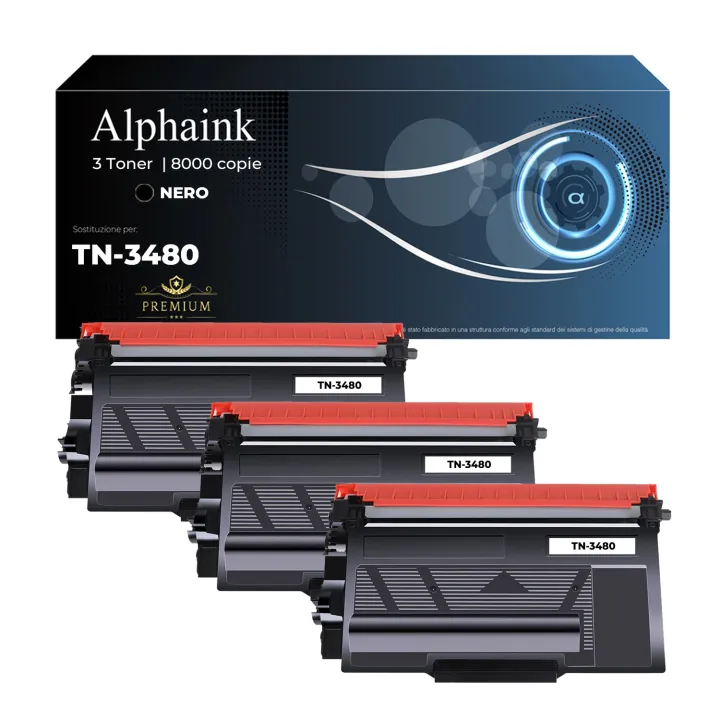 Kit 3 Toner TN-3480 Compatibili per Brother Nero | Alphaink
