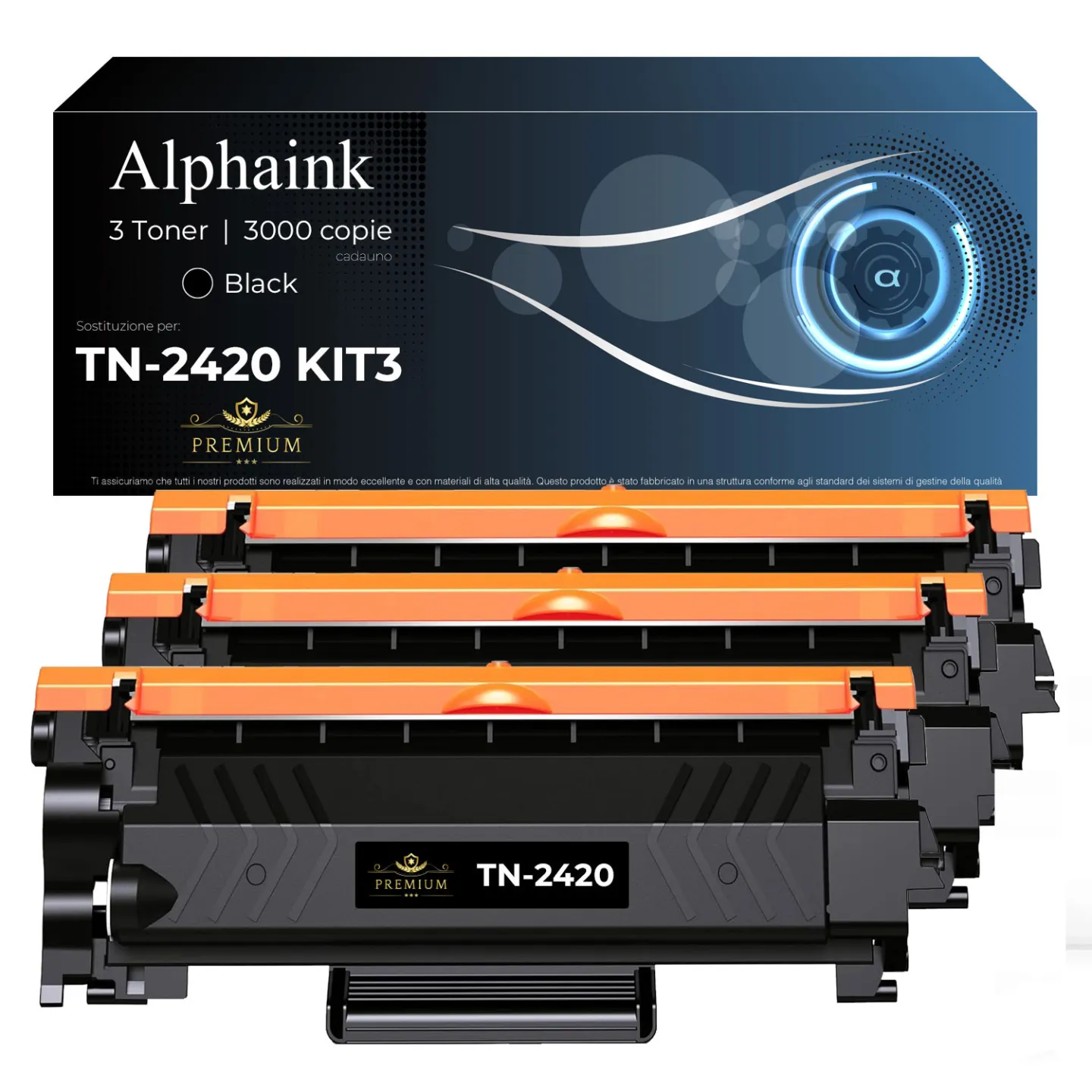 Kit 3 Toner TN-2420 Compatibili per Brother CON CHIP Nero | Alphaink