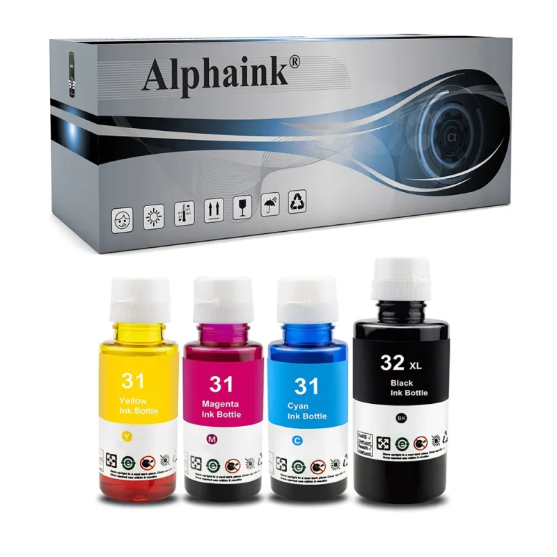 4 Flaconi Cartucce HP Smart Tank 31/32XL Nero + Colori Compatibili