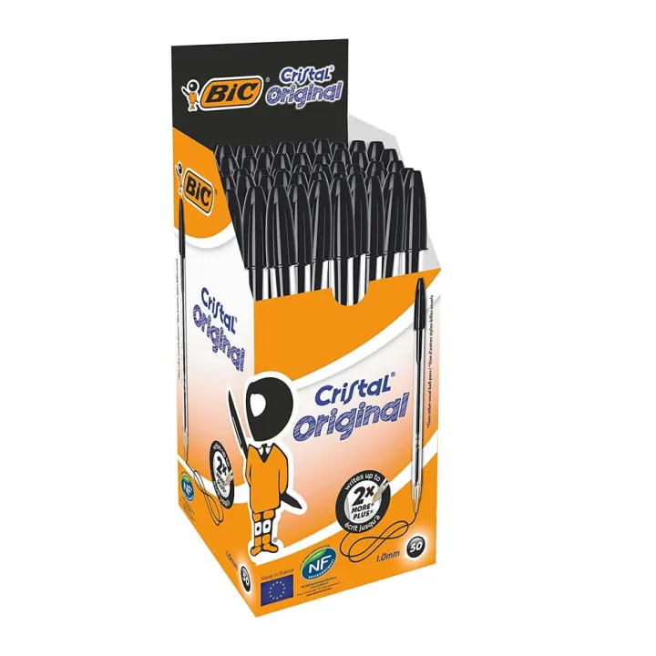 BIC-Penne-Nero-a-Sfera-Cristal-Original-Punta-Media-1-mm-Confezione-da-50-Penne
