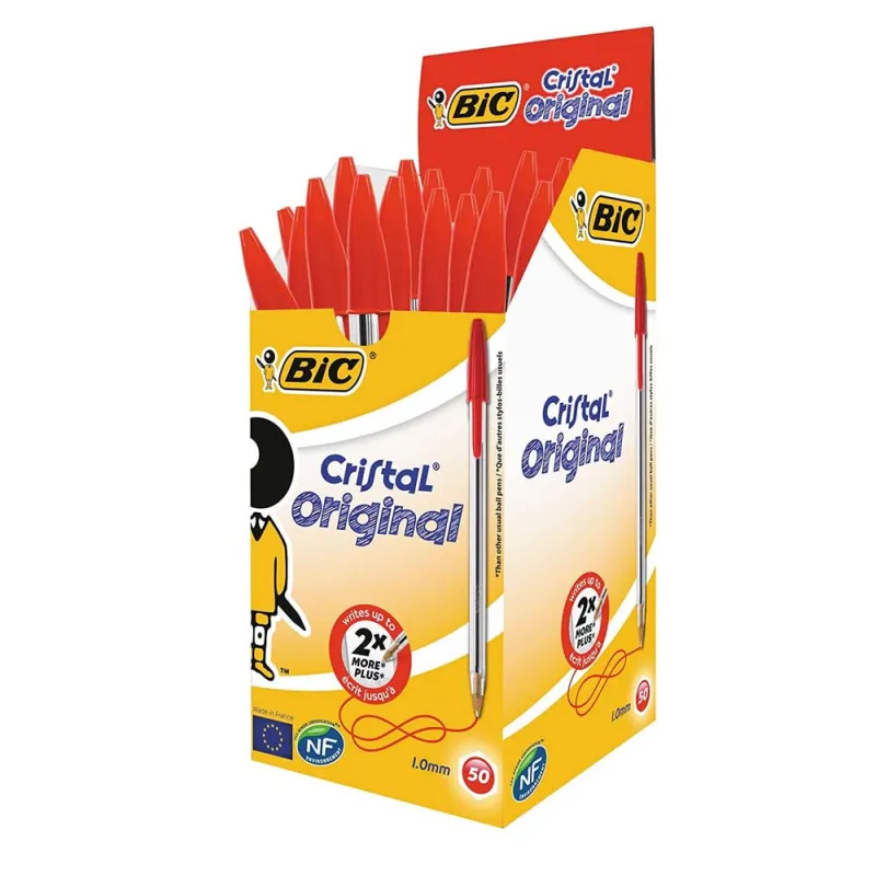 BIC-Penne-Rosso-a-Sfera-Cristal-Original-Punta-Media-1-mm-Confezione-da-50-Penne
