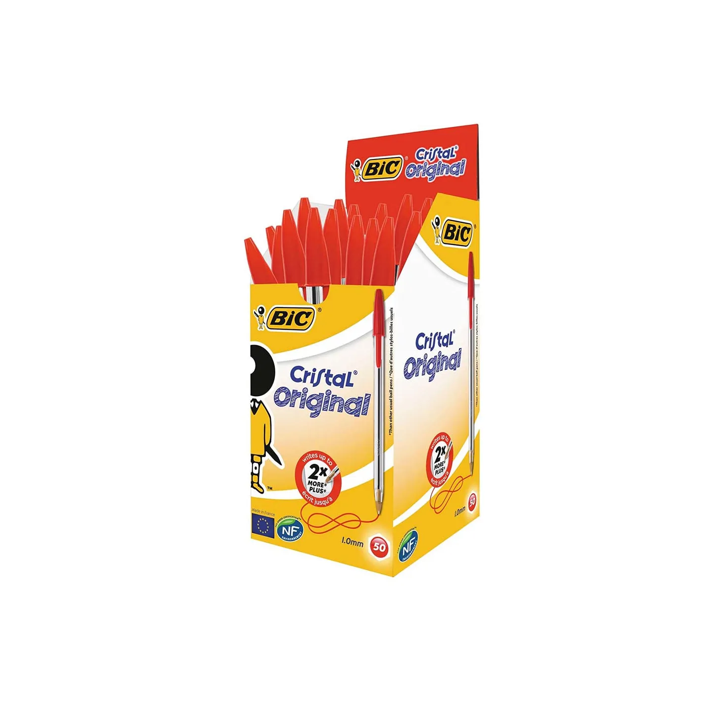 BIC-Penne-Rosso-a-Sfera-Cristal-Original-Punta-Media-1-mm-Confezione-da-50-Penne