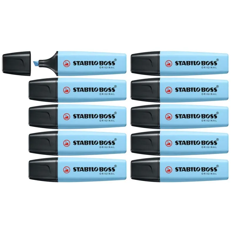Evidenziatore-Stabilo-Boss-Original-Confezione-da-10-Colore-Azzurro