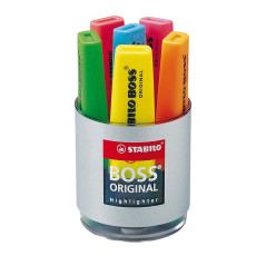 Evidenziatore-Stabilo-Boss-Original-Confezione-da-6-Colore-Giallo-Blu-Verde-Rosso-Arancio-Rosa