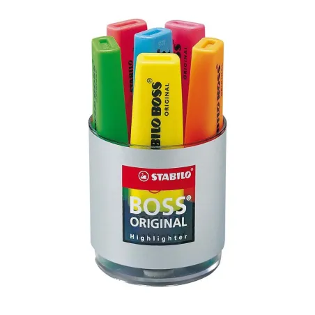 Evidenziatore-Stabilo-Boss-Original-Confezione-da-6-Colore-Giallo-Blu-Verde-Rosso-Arancio-Rosa