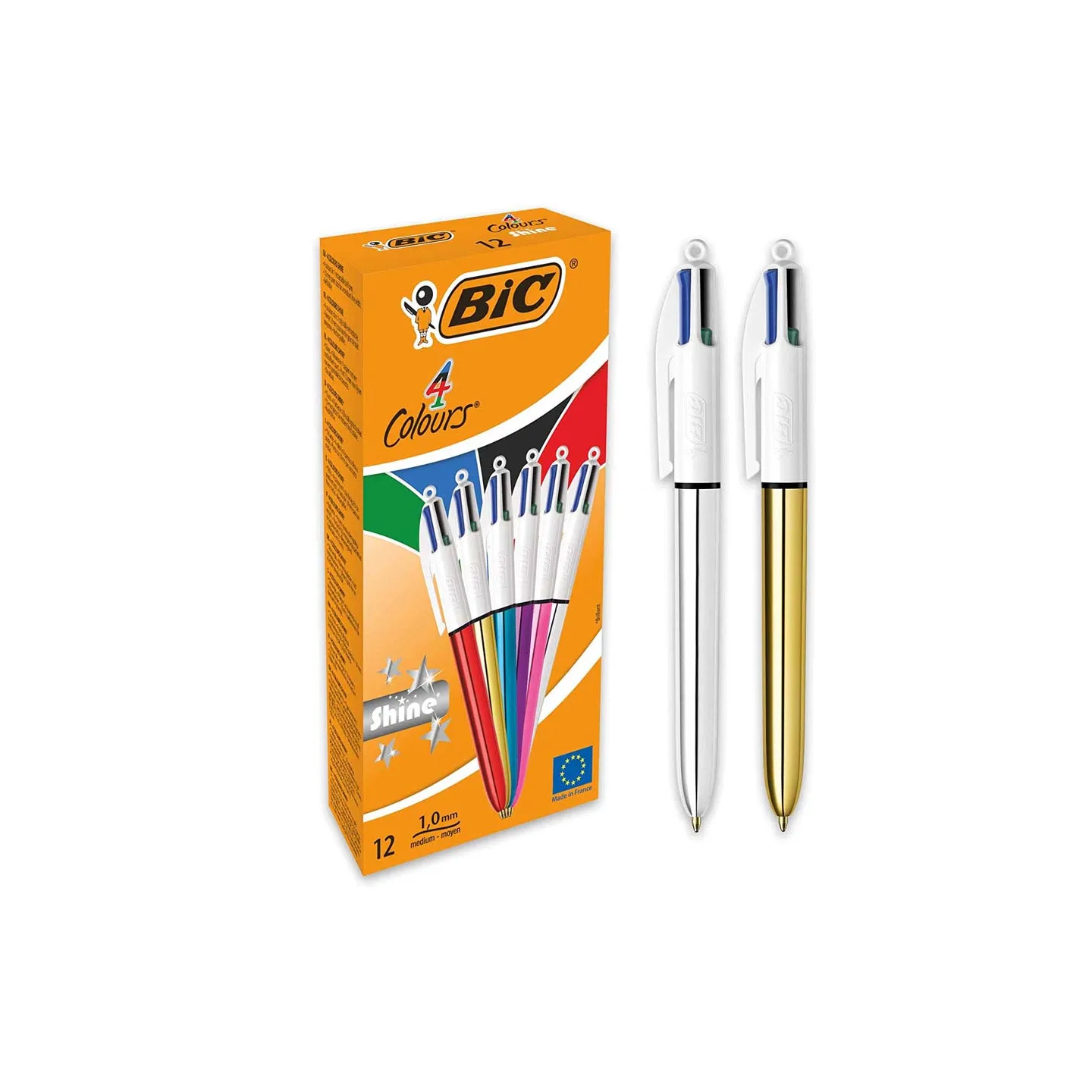 Penna-a-Scatto-Bic-4-Colori-Original---COLOUR-SHINE-Confezione-da-12-penne