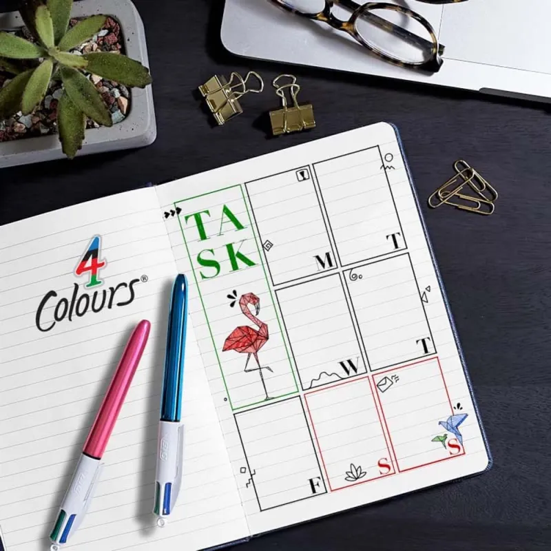 Penna-a-Scatto-Bic-4-Colori-Original---COLOUR-SHINE-Confezione-da-12-penne