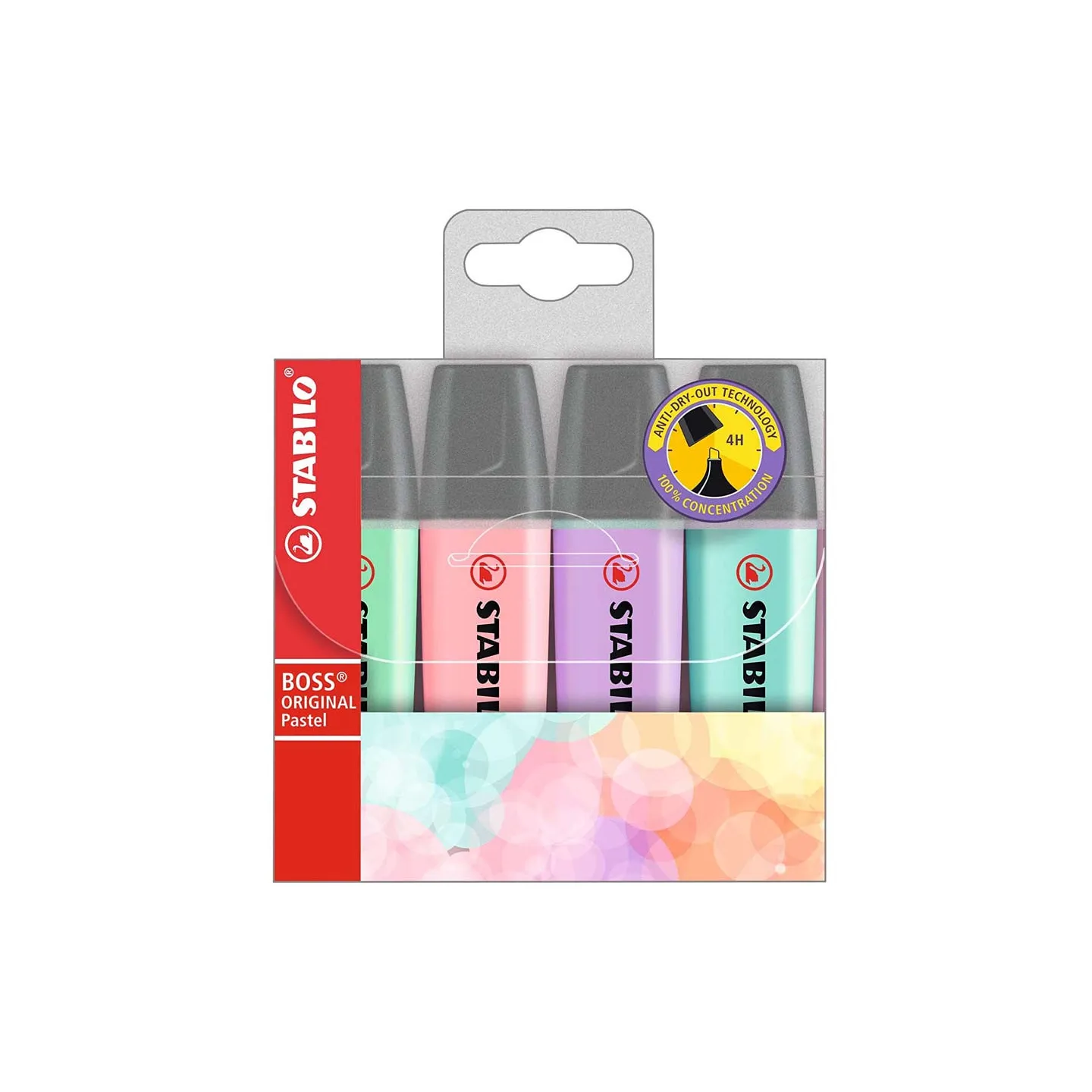 Evidenziatore-Stabilo-Boss-Original-Patel-Astuccio-da-4-Colori-Verde-Menta-Rosa-Antico-Glicine-Carta-da-Zucchero