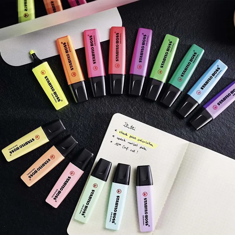 Evidenziatore-Stabilo-Boss-Original-Patel-Astuccio-da-4-Colori-Verde-Arancio-Giallo-Rosa