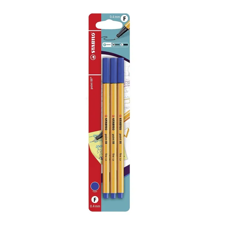 Stabilo-Fineliner-point-88-Pack-da-3-Penne-Blu