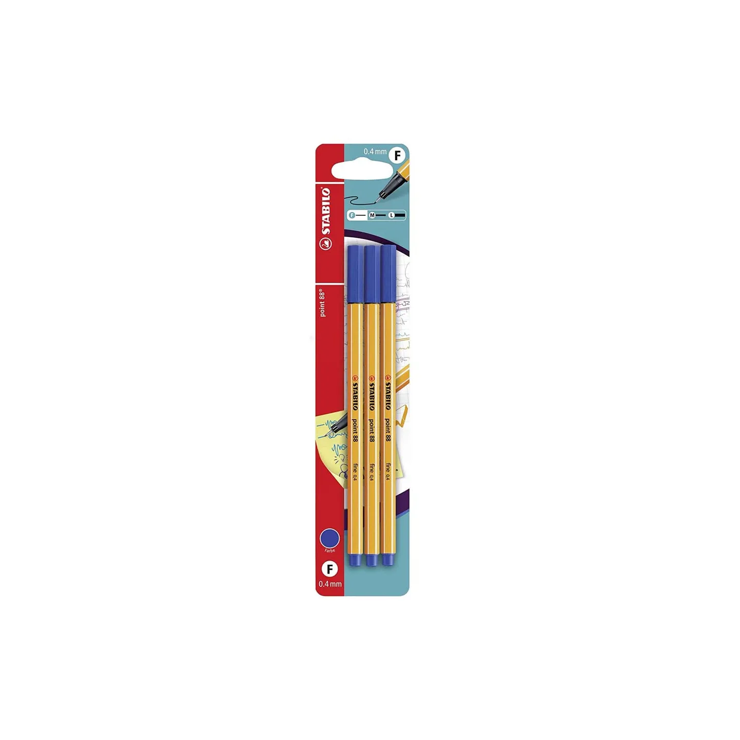 Stabilo-Fineliner-point-88-Pack-da-3-Penne-Blu