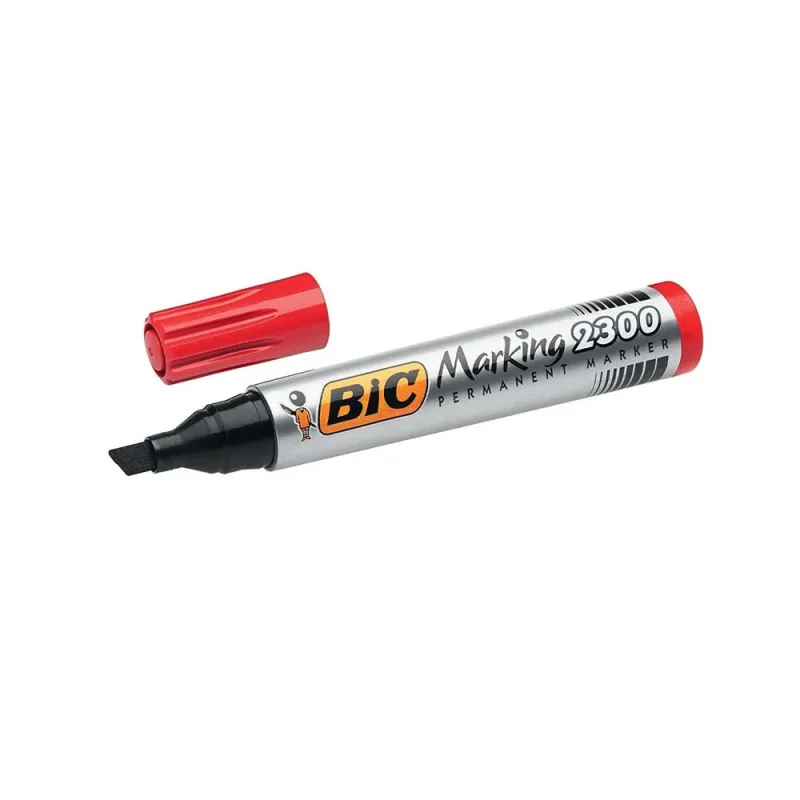 BIC-Marking-2300-Pennarello-Permanente-Colore-Rosso-Punta-Resistente-37-55-mm-Confezione-da-12-Marcatori