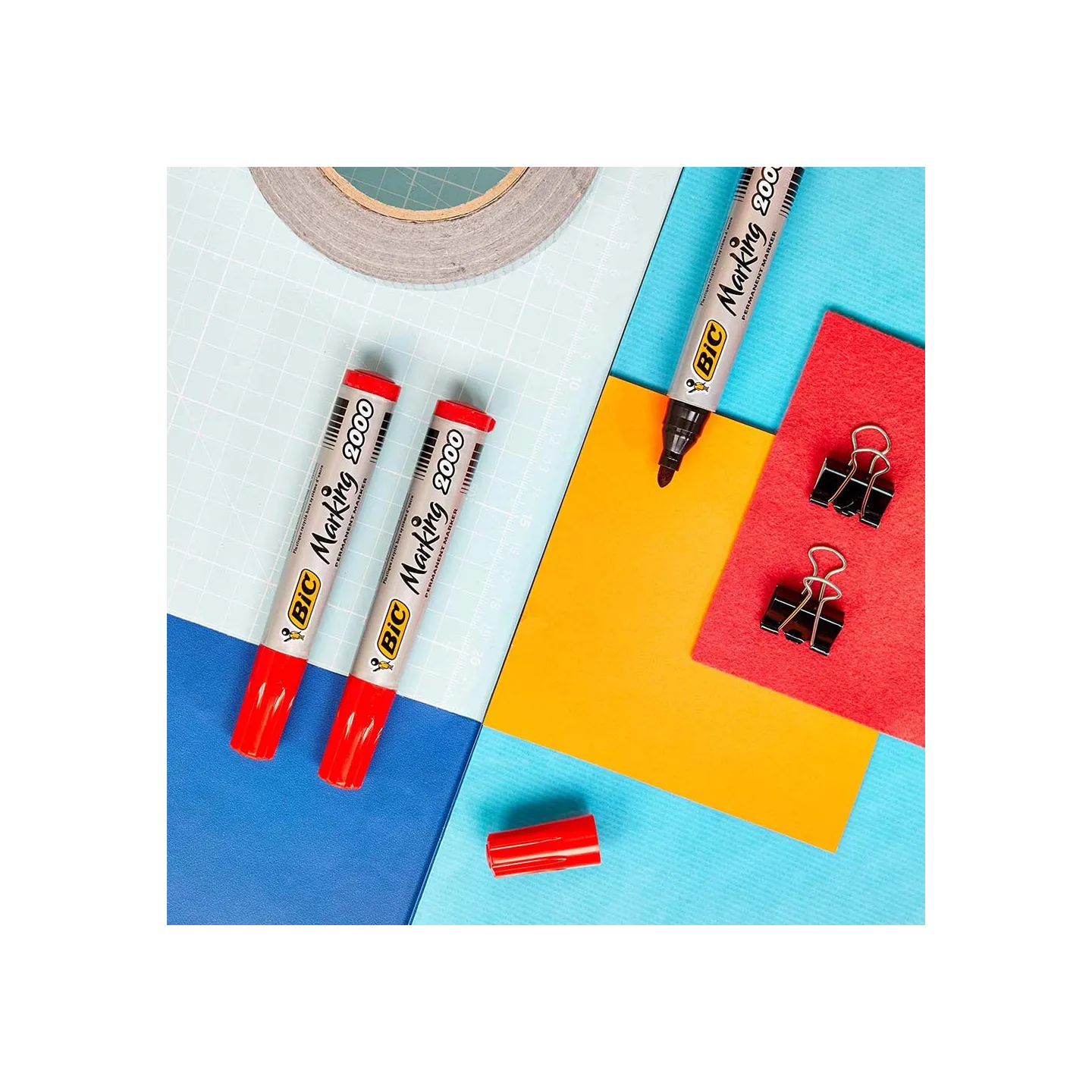BIC-Marking-2000-Pennarelli-Indelebili-Colore-Rosso-Punta-Tonda-17-mm-Confezione-da-12-Marcatori