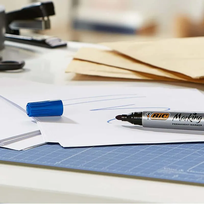 BIC-Marking-2000-Pennarelli-Indelebili-Colore-Blu-Punta-Tonda-17-mm-Confezione-da-12-Marcatori