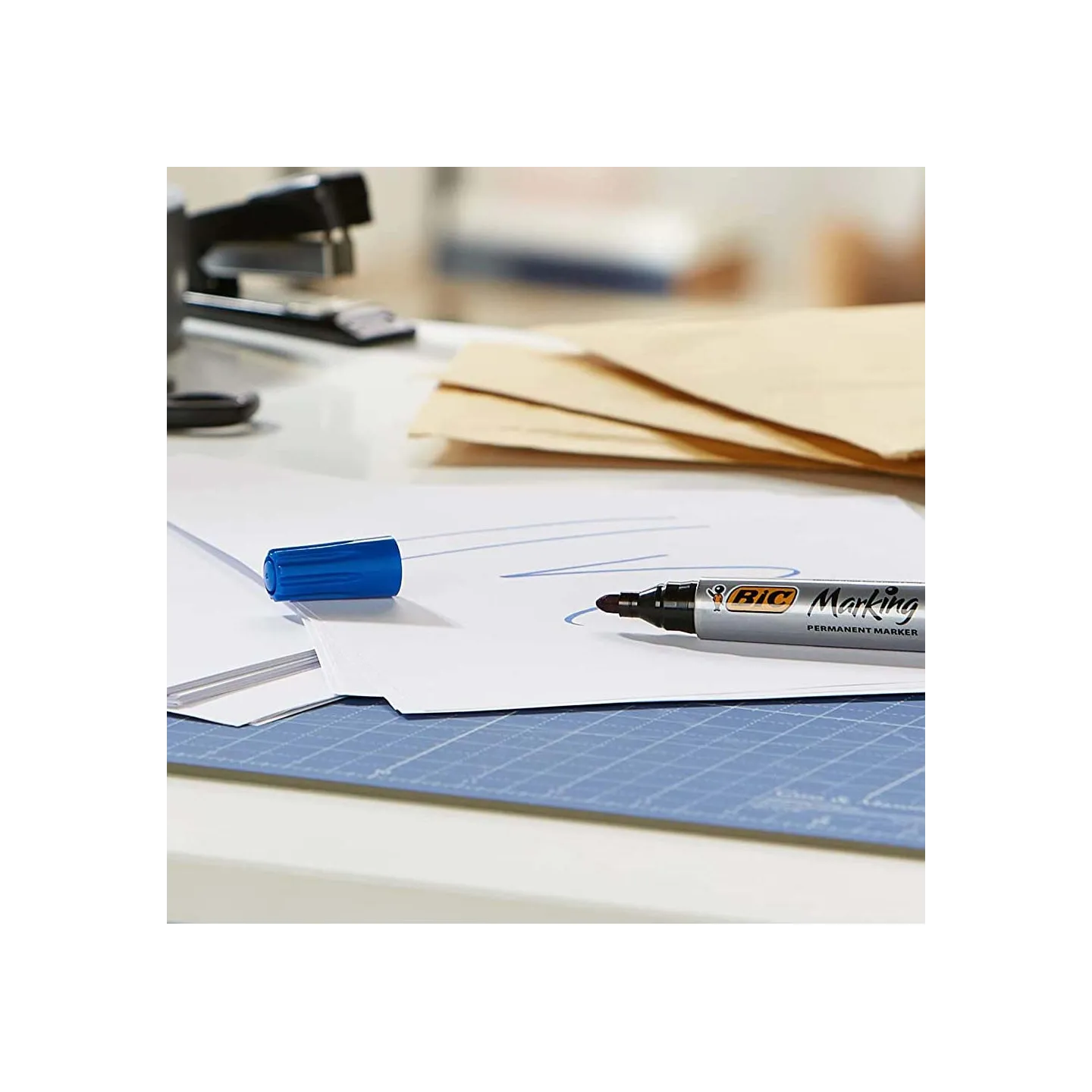 BIC-Marking-2000-Pennarelli-Indelebili-Colore-Blu-Punta-Tonda-17-mm-Confezione-da-12-Marcatori