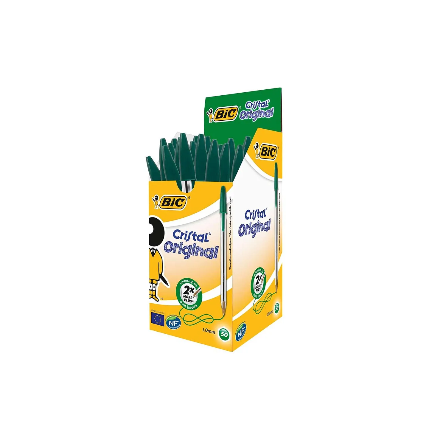 BIC-Penne-Verdi-a-Sfera-Cristal-Original-Punta-Media-1-mm-Confezione-da-50-Penne