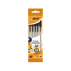  Confezione Originale Bic Cristal da 5 Penne a Sfera - Punta Roller da 1,0 mm - Corsa 0,4 mm - Colore Nero