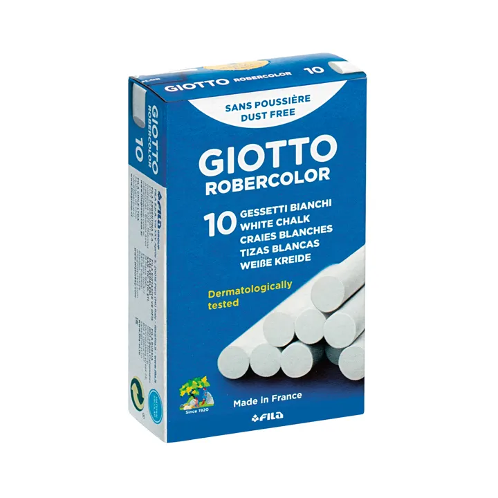 Giotto Robercolor Confezione da 10 Gessetti Rotondi Bianchi - Dermatologicamente Testati - Compatti e Resistenti